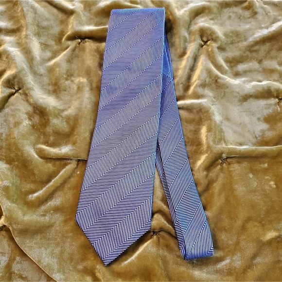 Ermenegildo Zenga blue silk men's necktie - Picture 9 of 10